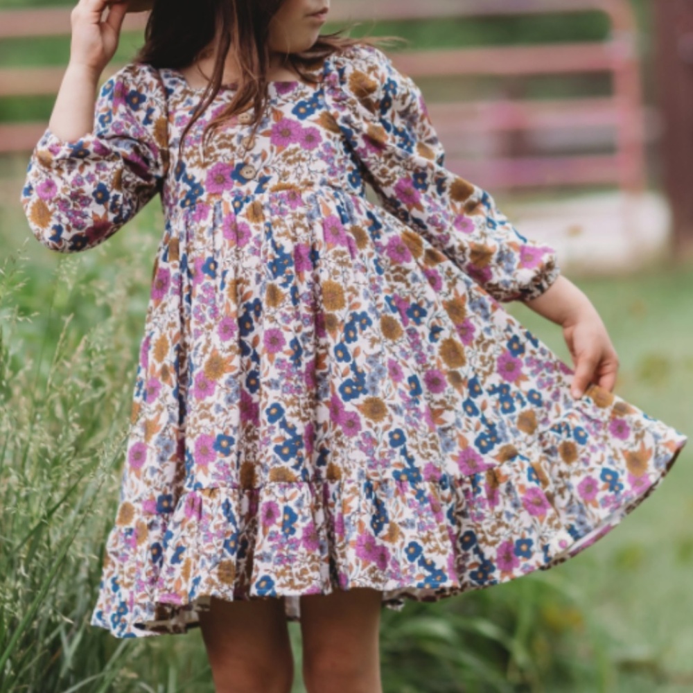 Puff Sleeve Gauze Dress - Violet Fields